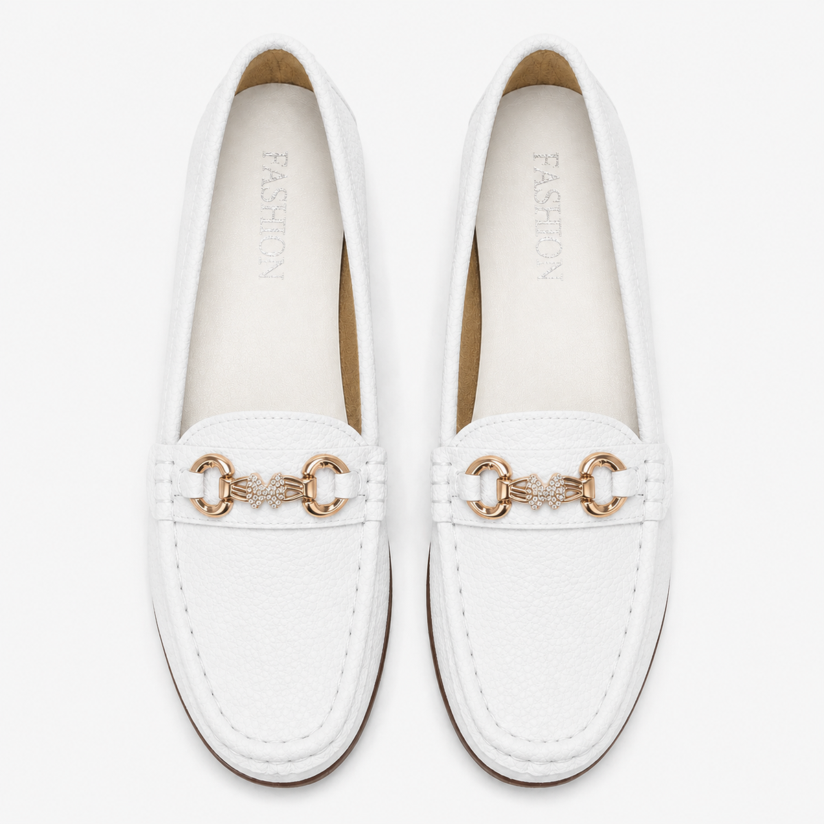 Mocassin Simili-Cuir Plats Blanc