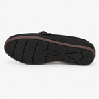 Mocassin Noire Femme En Simili-Cuir Grainé Avec Boucle Dorée