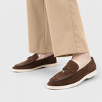 Big Size Fashion Casual Loafers for Men Spring Autumn 2026 New Designer Suede Leather Shoes Male Solid Color Flat Shoes Man