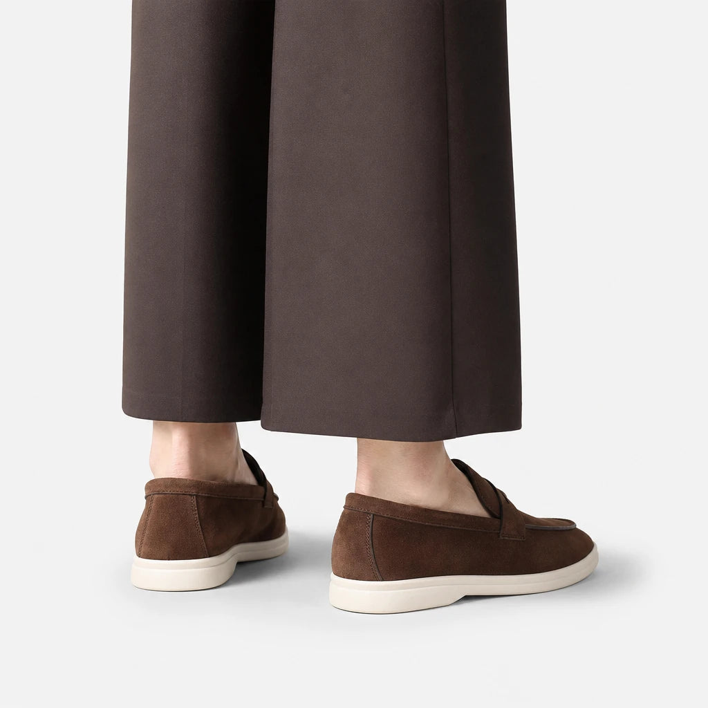 Big Size Fashion Casual Loafers for Men Spring Autumn 2026 New Designer Suede Leather Shoes Male Solid Color Flat Shoes Man