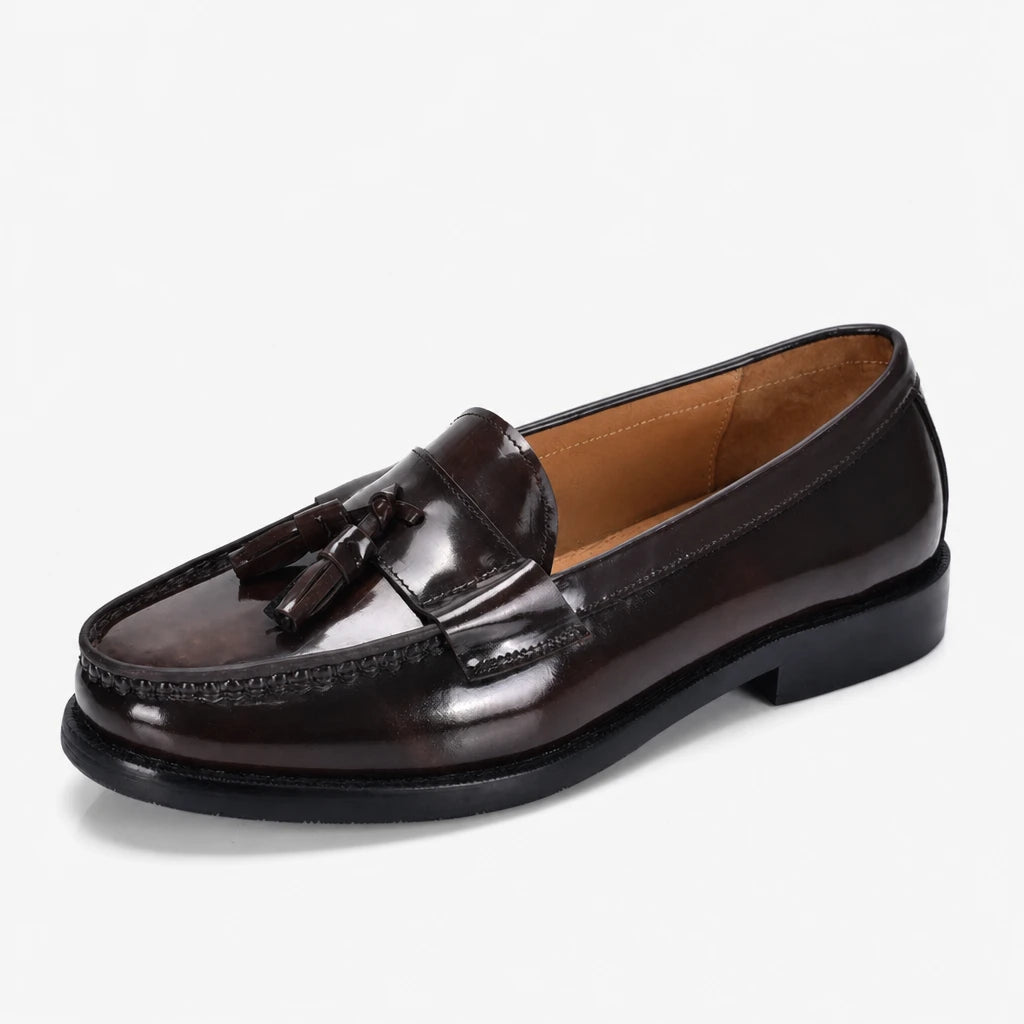 Brand Design Men Patent Genuine leather Loafers Moccasins Men's Tassel Loafers Vintage Slip-on Casual Men Social Dress Shoe (Copie)