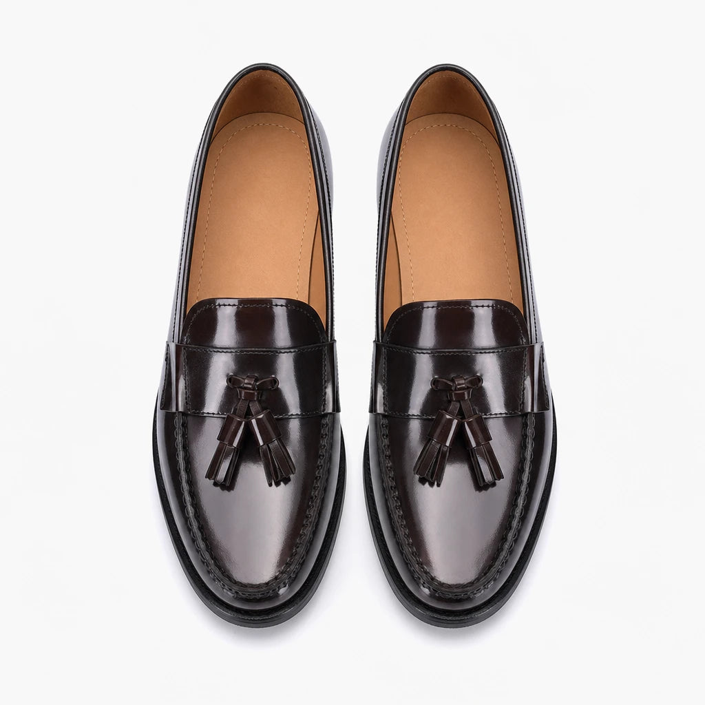 Brand Design Men Patent Genuine leather Loafers Moccasins Men's Tassel Loafers Vintage Slip-on Casual Men Social Dress Shoe (Copie)
