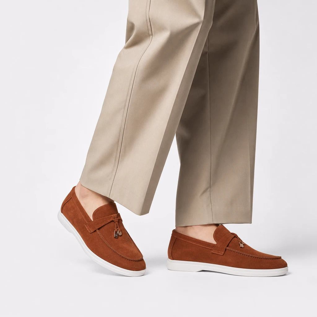 Desai Men's Loafers 2026 Metal Lock Faux Suede Shoes Slip-on Casual Synthetic Moccasins Lightweight Luxury Designer Driving