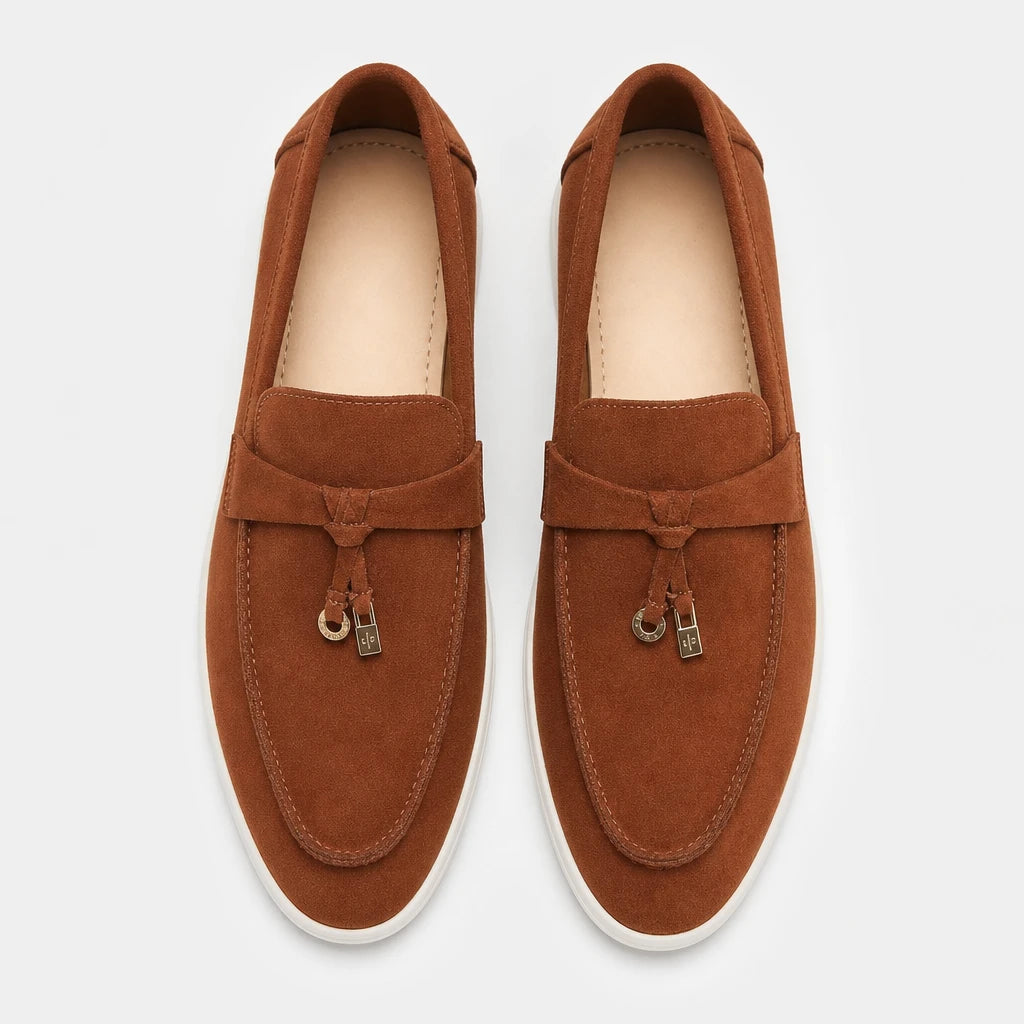 Desai Men's Loafers 2026 Metal Lock Faux Suede Shoes Slip-on Casual Synthetic Moccasins Lightweight Luxury Designer Driving