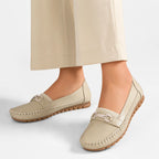 goreyodoly Women Comfortable Slip-On Loafers Lightweight Breathable Wide Fit Flats with Chain Decoration (Copie) (Copie)