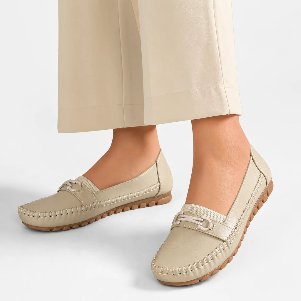 goreyodoly Women Comfortable Slip-On Loafers Lightweight Breathable Wide Fit Flats with Chain Decoration (Copie) (Copie)