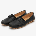 goreyodoly Women Comfortable Slip-On Loafers Lightweight Breathable Wide Fit Flats with Chain Decoration (Copie)
