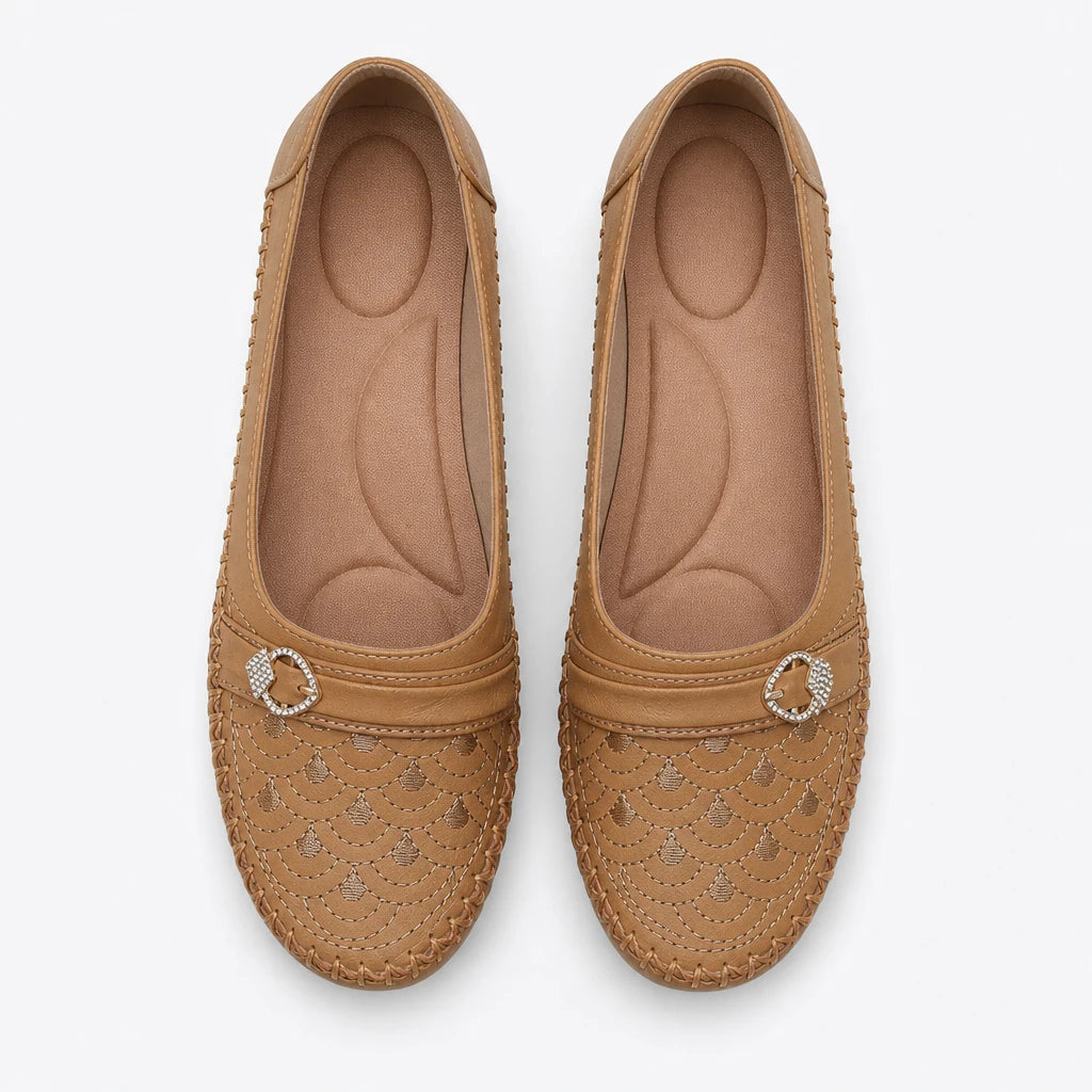 goreyodoly Women Comfortable Slip-On Loafers, Lightweight Breathable Wide Fit Flats with Embroidery & Rhinestone Buckle (Copie) (Copie) (Copie)