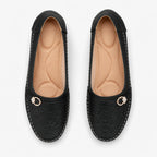 goreyodoly Women Comfortable Slip-On Loafers, Lightweight Breathable Wide Fit Flats with Embroidery & Rhinestone Buckle (Copie) (Copie)