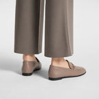Horse title buckle loafers women 2024 new style one foot flat small leather shoes women's size