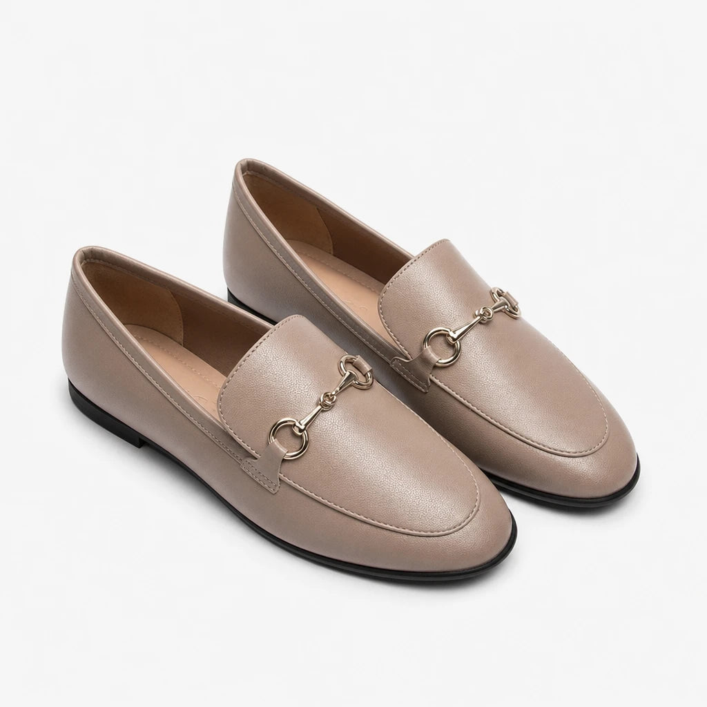 Horse title buckle loafers women 2024 new style one foot flat small leather shoes women's size