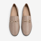Horse title buckle loafers women 2024 new style one foot flat small leather shoes women's size