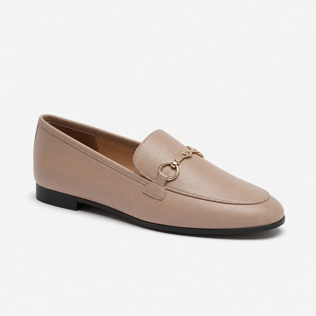 Horse title buckle loafers women 2024 new style one foot flat small leather shoes women's size