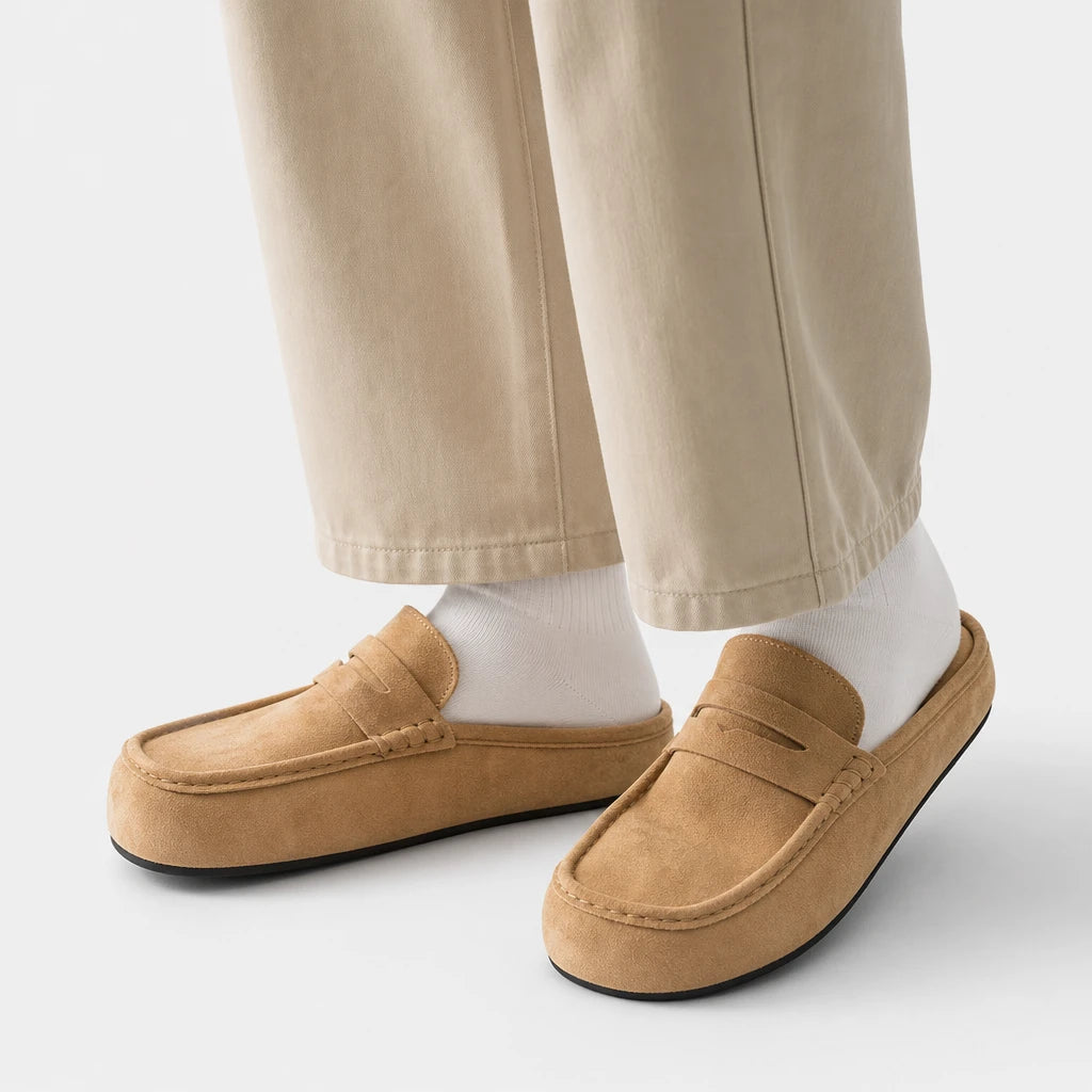 Lefu Shoes Men's Lightweight Bean Shoes Summer One Step Push Lazy Breathable Casual Half Support Slippers for Men