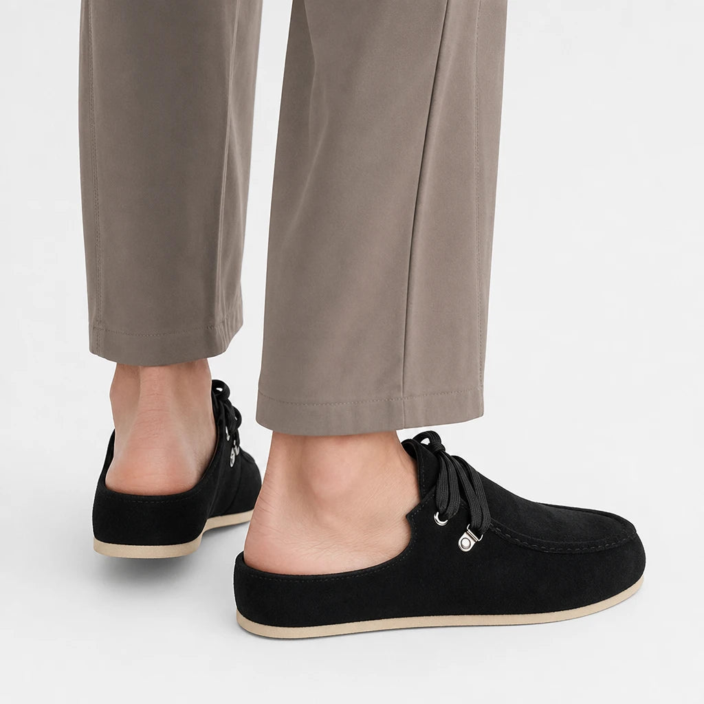 Lefu Shoes Men's Lightweight Bean Shoes Summer One Step Push Lazy Breathable Casual Half Support Slippers for Men (Copie) (Copie)