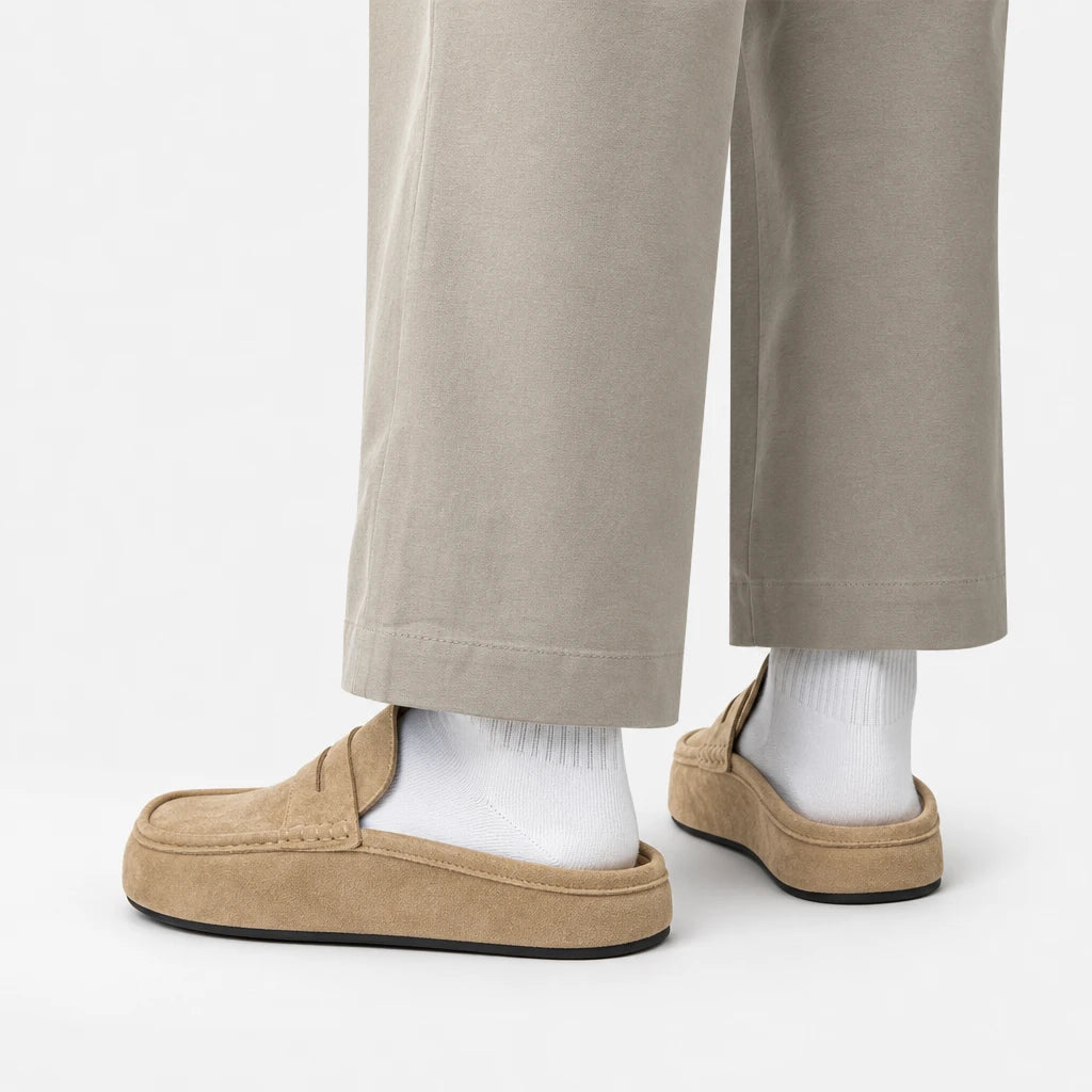 Lefu Shoes Men's Lightweight Bean Shoes Summer One Step Push Lazy Breathable Casual Half Support Slippers for Men