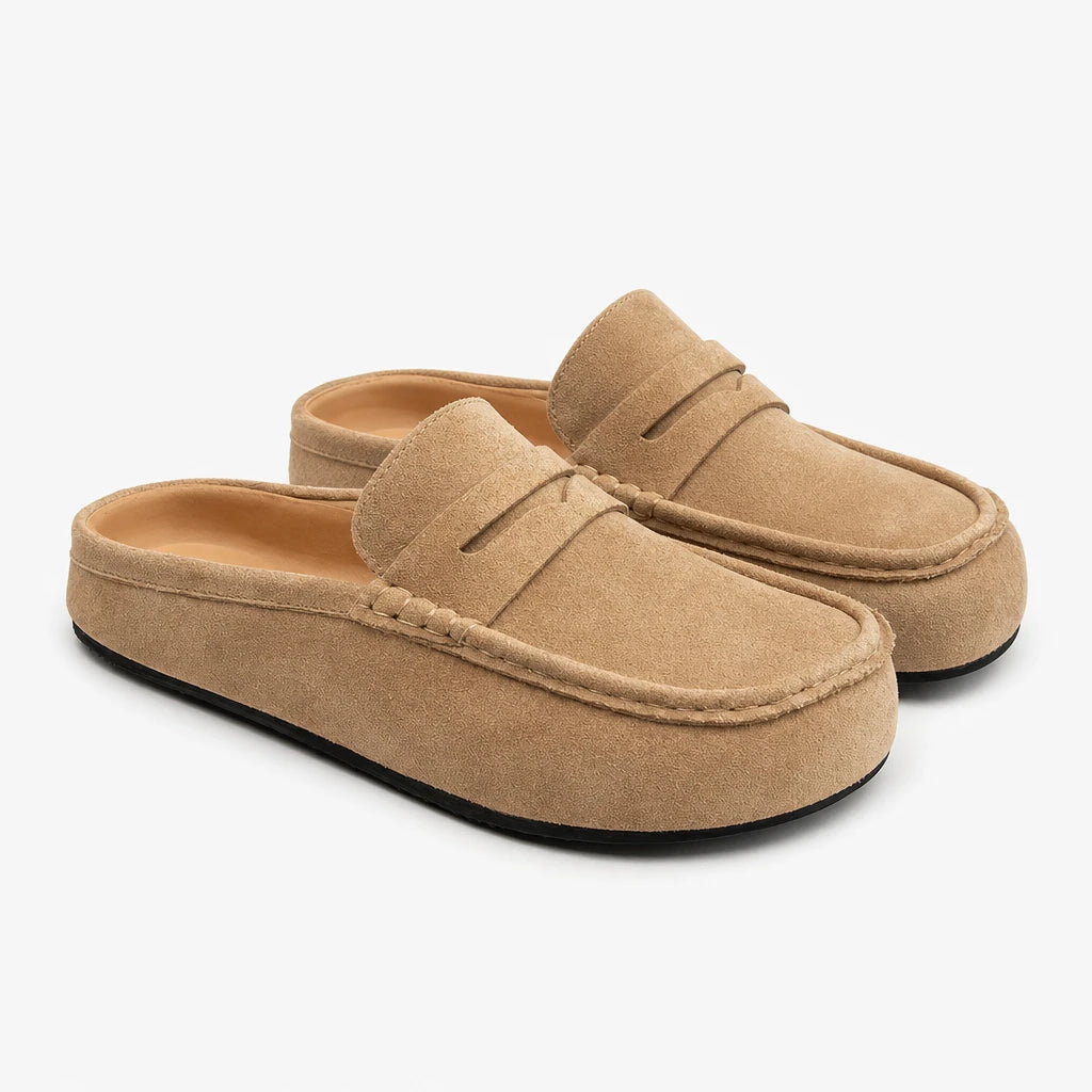 Lefu Shoes Men's Lightweight Bean Shoes Summer One Step Push Lazy Breathable Casual Half Support Slippers for Men