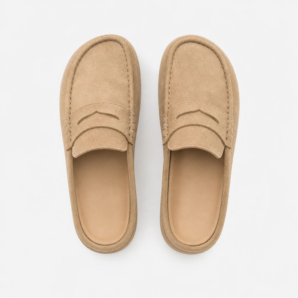 Lefu Shoes Men's Lightweight Bean Shoes Summer One Step Push Lazy Breathable Casual Half Support Slippers for Men