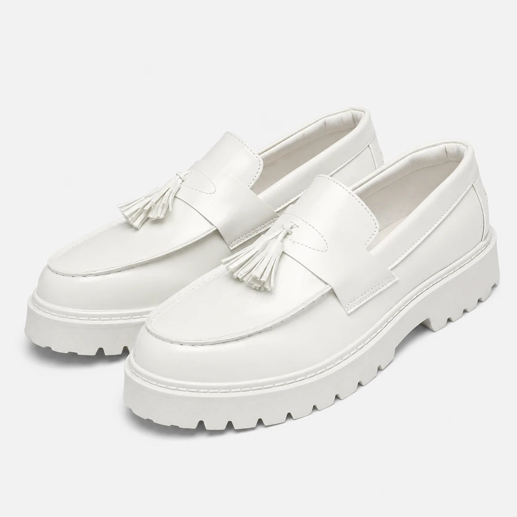 New Designer Laather Shoes Men's Slip On Loafers Tassel Preppy Comfortable Business Commute Outdoor Thick-soled Casual Shoes (Copie)