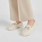 New Loafers British Style Retro Small Gold Buckle Round Head PVC One Pedal (Copie)