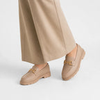 New Loafers British Style Retro Small Gold Buckle Round Head PVC One Pedal (Copie) (Copie)