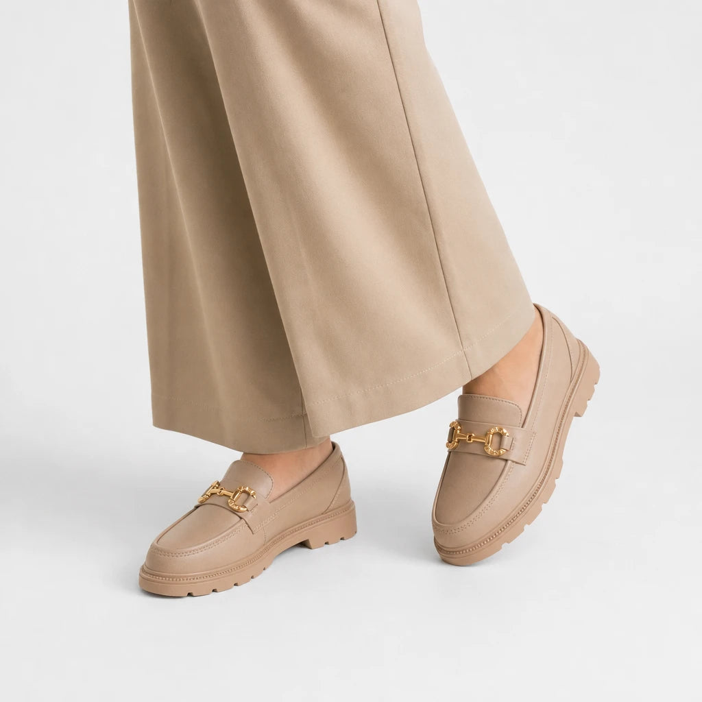 New Loafers British Style Retro Small Gold Buckle Round Head PVC One Pedal (Copie) (Copie)