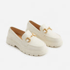 New Loafers British Style Retro Small Gold Buckle Round Head PVC One Pedal (Copie)