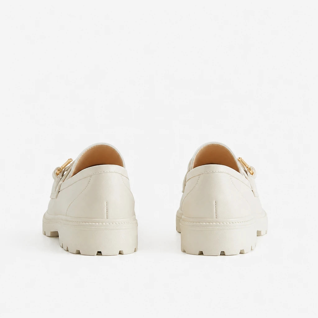 New Loafers British Style Retro Small Gold Buckle Round Head PVC One Pedal (Copie)