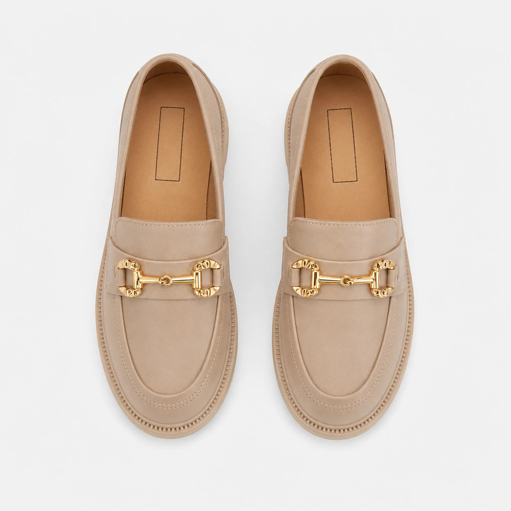 New Loafers British Style Retro Small Gold Buckle Round Head PVC One Pedal (Copie) (Copie)