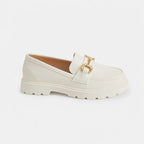New Loafers British Style Retro Small Gold Buckle Round Head PVC One Pedal (Copie)