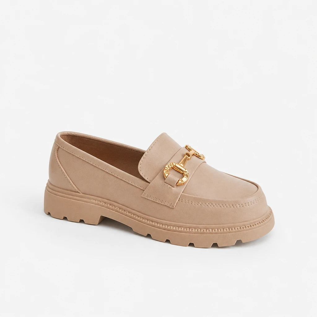 New Loafers British Style Retro Small Gold Buckle Round Head PVC One Pedal (Copie) (Copie)